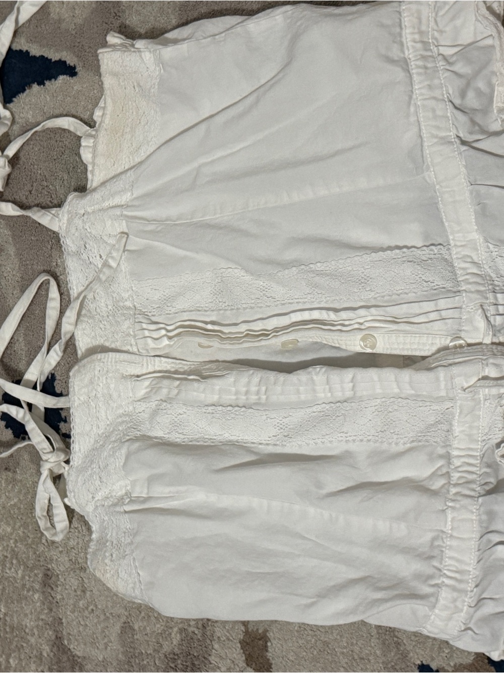 Brandy Melville White Lace-Trim Cotton Camisole
